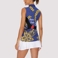 Nauru Angam Day Women Sleeveless Polo Shirt Naoero Frigate Bird Polynesian Pattern LT14 - Polynesian Pride