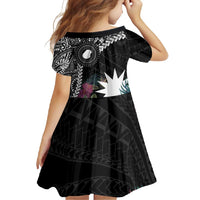Black Nauru Family Matching Tank Maxi Dress and Hawaiian Shirt Naoero Map With Polynesian Tropical Flowers LT14 - Polynesian Pride