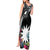 Black Nauru Tank Maxi Dress Naoero Map With Polynesian Tropical Flowers
