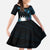 Blue Nauru Kid Short Sleeve Dress Naoero Map With Polynesian Tropical Flowers