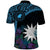 Blue Nauru Polo Shirt Naoero Map With Polynesian Tropical Flowers