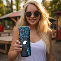 Blue Nauru Skinny Tumbler Naoero Map With Polynesian Tropical Flowers