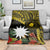 Gold Nauru Blanket Naoero Map With Polynesian Tropical Flowers