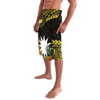 Gold Nauru Lavalava Naoero Map With Polynesian Tropical Flowers