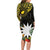 Gold Nauru Long Sleeve Bodycon Dress Naoero Map With Polynesian Tropical Flowers