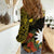 Gold Nauru Women Casual Shirt Naoero Map With Polynesian Tropical Flowers