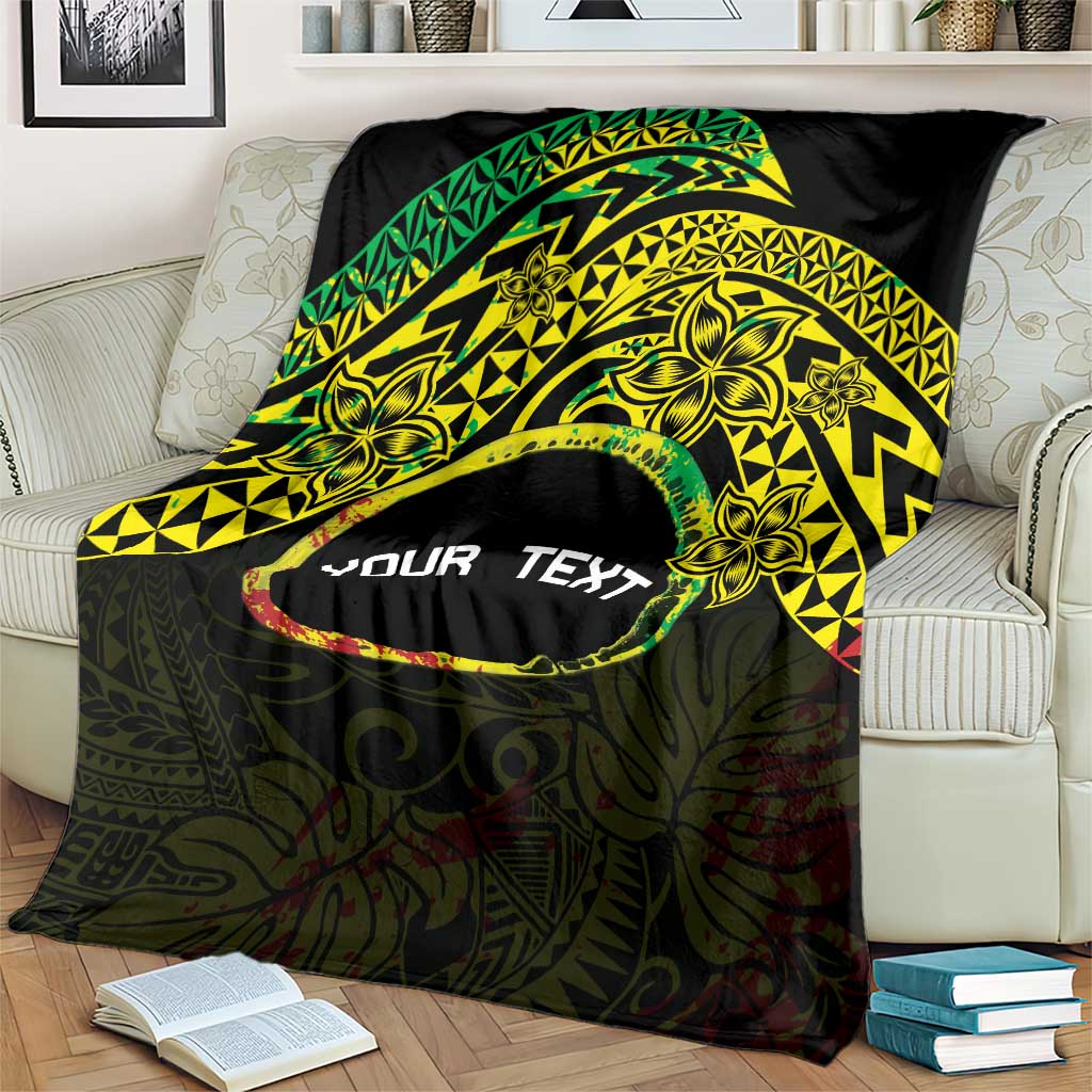 Personalised Nukuoro Atoll Blanket Polynesian Tattoo Curves Reggae Version