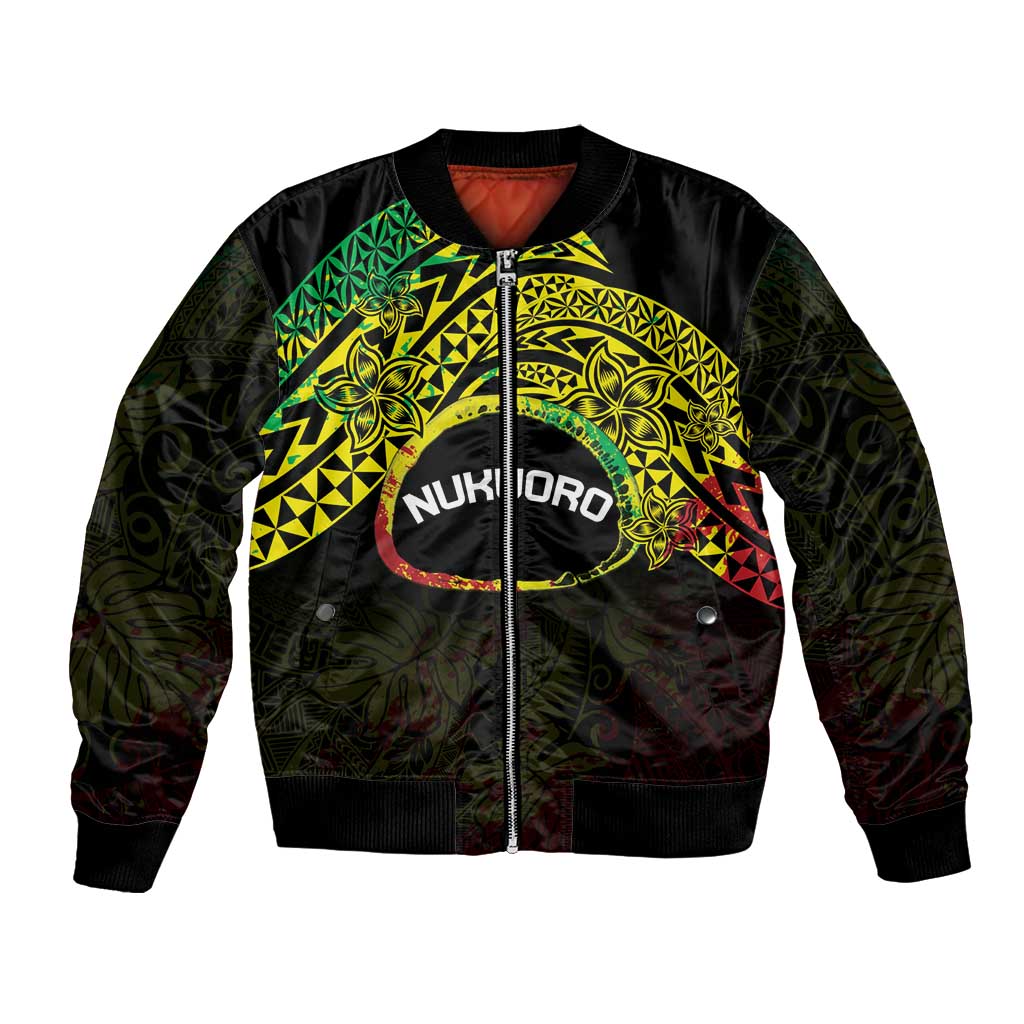 Personalised Nukuoro Atoll Bomber Jacket Polynesian Tattoo Curves Reggae Version LT14 Unisex Reggae - Polynesian Pride