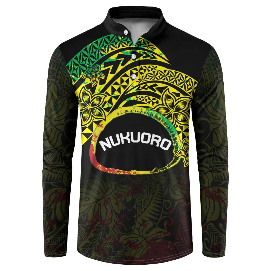 Personalised Nukuoro Atoll Button Sweatshirt Polynesian Tattoo Curves Reggae Version