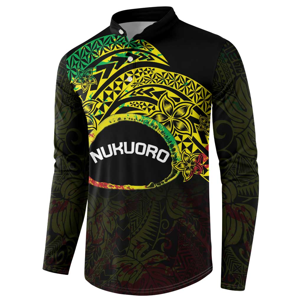 Personalised Nukuoro Atoll Button Sweatshirt Polynesian Tattoo Curves Reggae Version