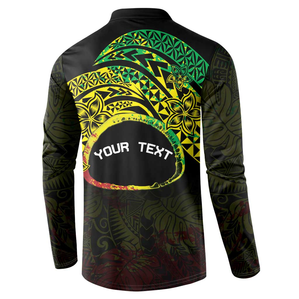 Personalised Nukuoro Atoll Button Sweatshirt Polynesian Tattoo Curves Reggae Version
