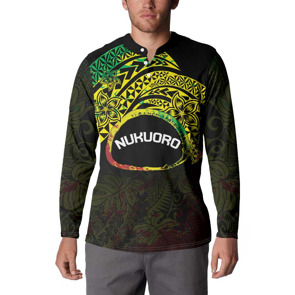 Personalised Nukuoro Atoll Button Sweatshirt Polynesian Tattoo Curves Reggae Version