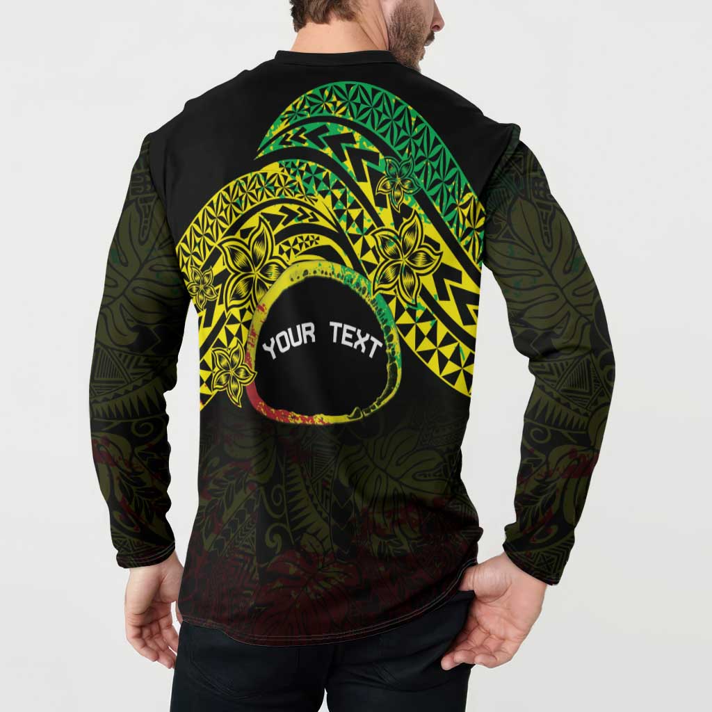 Personalised Nukuoro Atoll Button Sweatshirt Polynesian Tattoo Curves Reggae Version