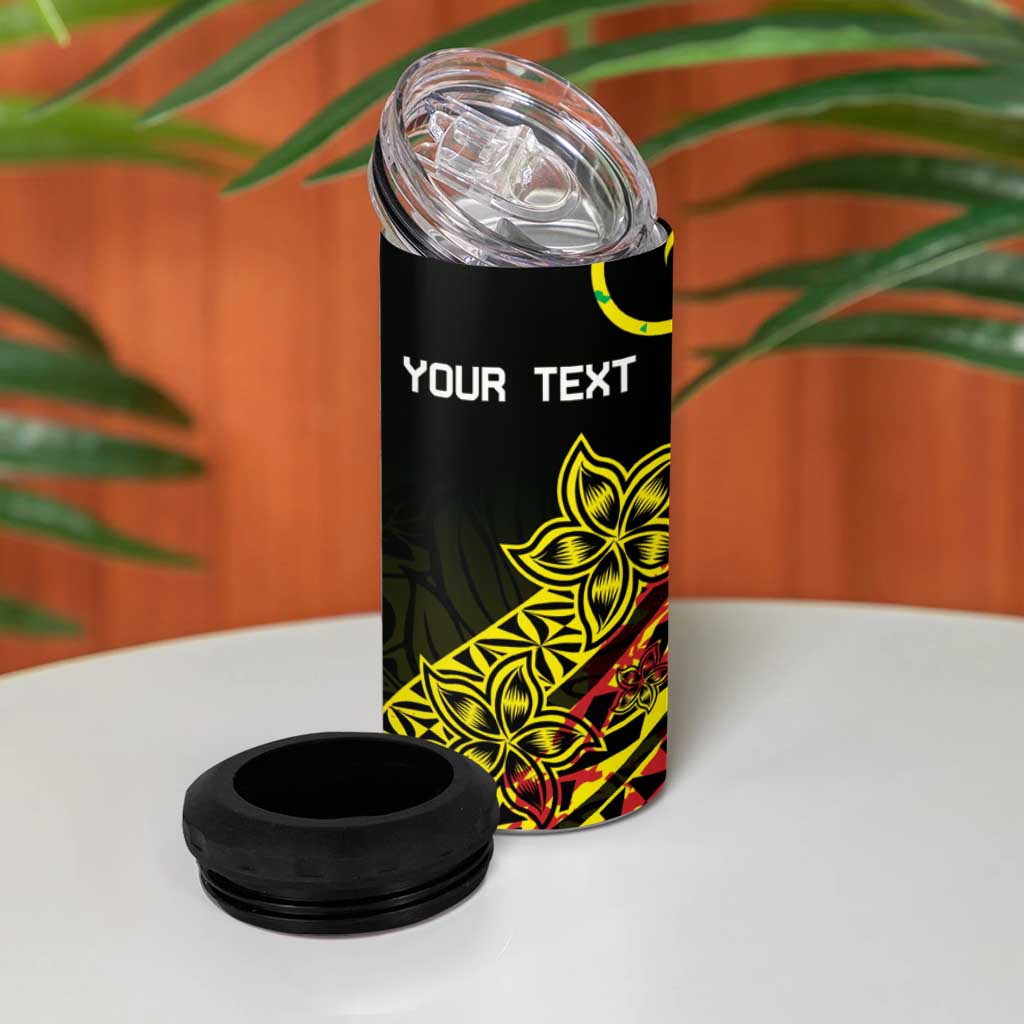 Personalised Nukuoro Atoll 4 in 1 Can Cooler Tumbler Polynesian Tattoo Curves Reggae Version