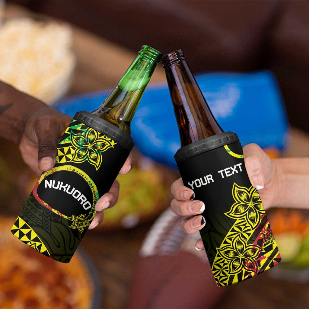 Personalised Nukuoro Atoll 4 in 1 Can Cooler Tumbler Polynesian Tattoo Curves Reggae Version