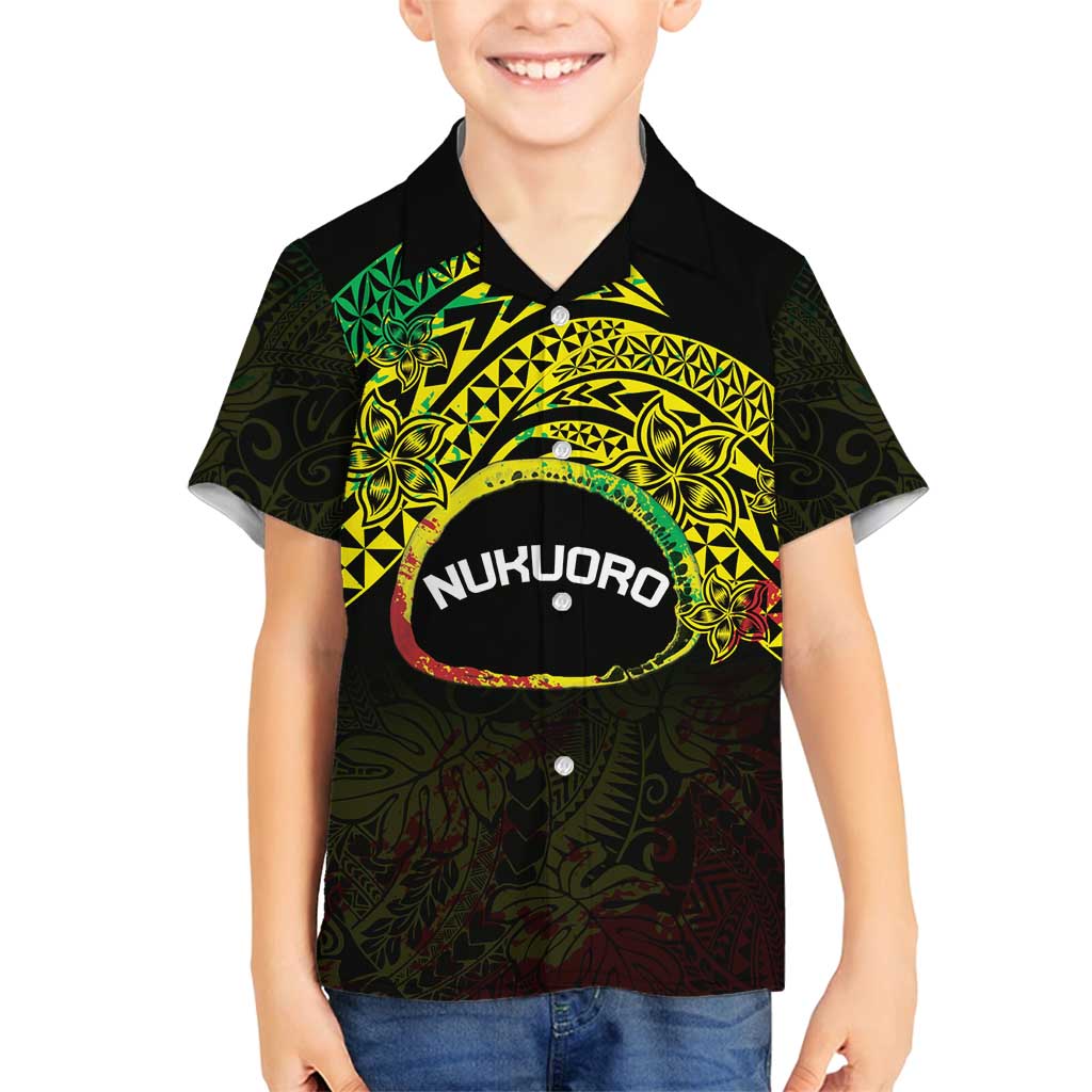 Personalised Nukuoro Atoll Family Matching Tank Maxi Dress and Hawaiian Shirt Polynesian Tattoo Curves Reggae Version LT14 Son's Shirt Reggae - Polynesian Pride