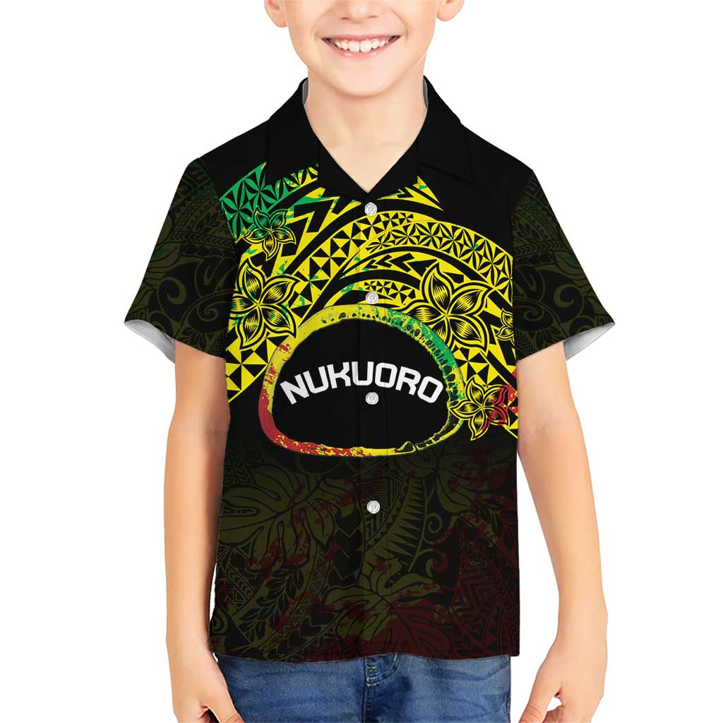 Personalised Nukuoro Atoll Kid Hawaiian Shirt Polynesian Tattoo Curves Reggae Version