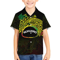 Personalised Nukuoro Atoll Kid Hawaiian Shirt Polynesian Tattoo Curves Reggae Version