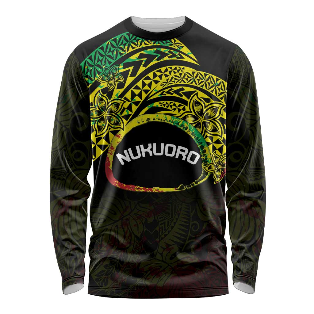 Personalised Nukuoro Atoll Long Sleeve Shirt Polynesian Tattoo Curves Reggae Version LT14 Unisex Reggae - Polynesian Pride