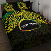 Personalised Nukuoro Atoll Quilt Bed Set Polynesian Tattoo Curves Reggae Version