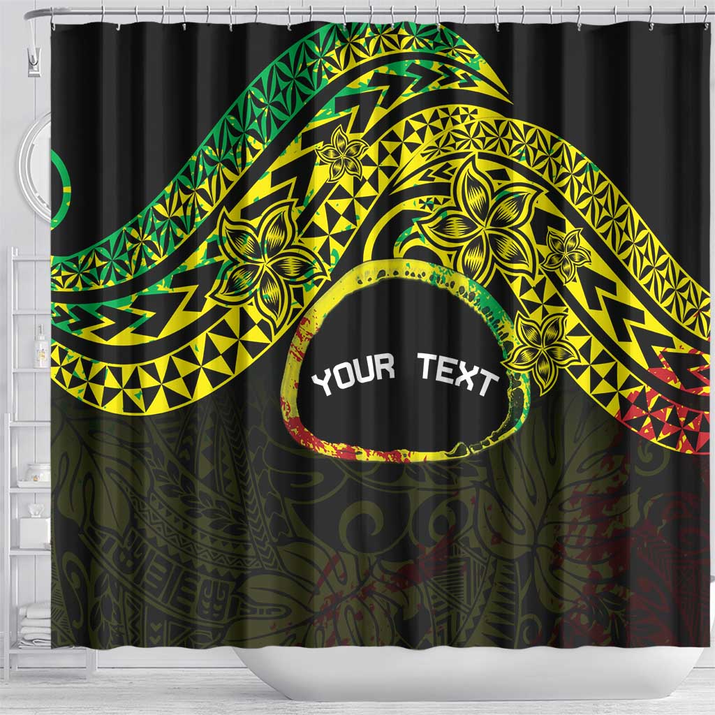 Personalised Nukuoro Atoll Shower Curtain Polynesian Tattoo Curves Reggae Version