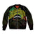 Personalised Nukuoro Atoll Sleeve Zip Bomber Jacket Polynesian Tattoo Curves Reggae Version
