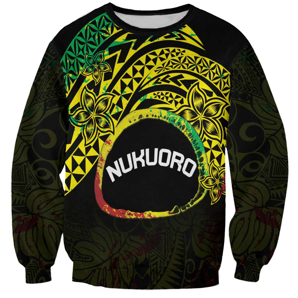 Personalised Nukuoro Atoll Sweatshirt Polynesian Tattoo Curves Reggae Version