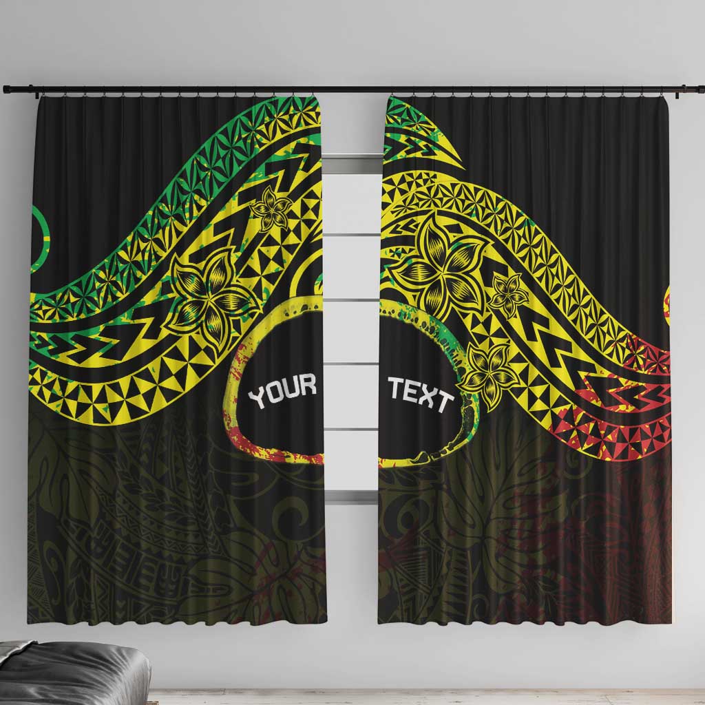 Personalised Nukuoro Atoll Window Curtain Polynesian Tattoo Curves Reggae Version LT14 With Hooks Reggae - Polynesian Pride