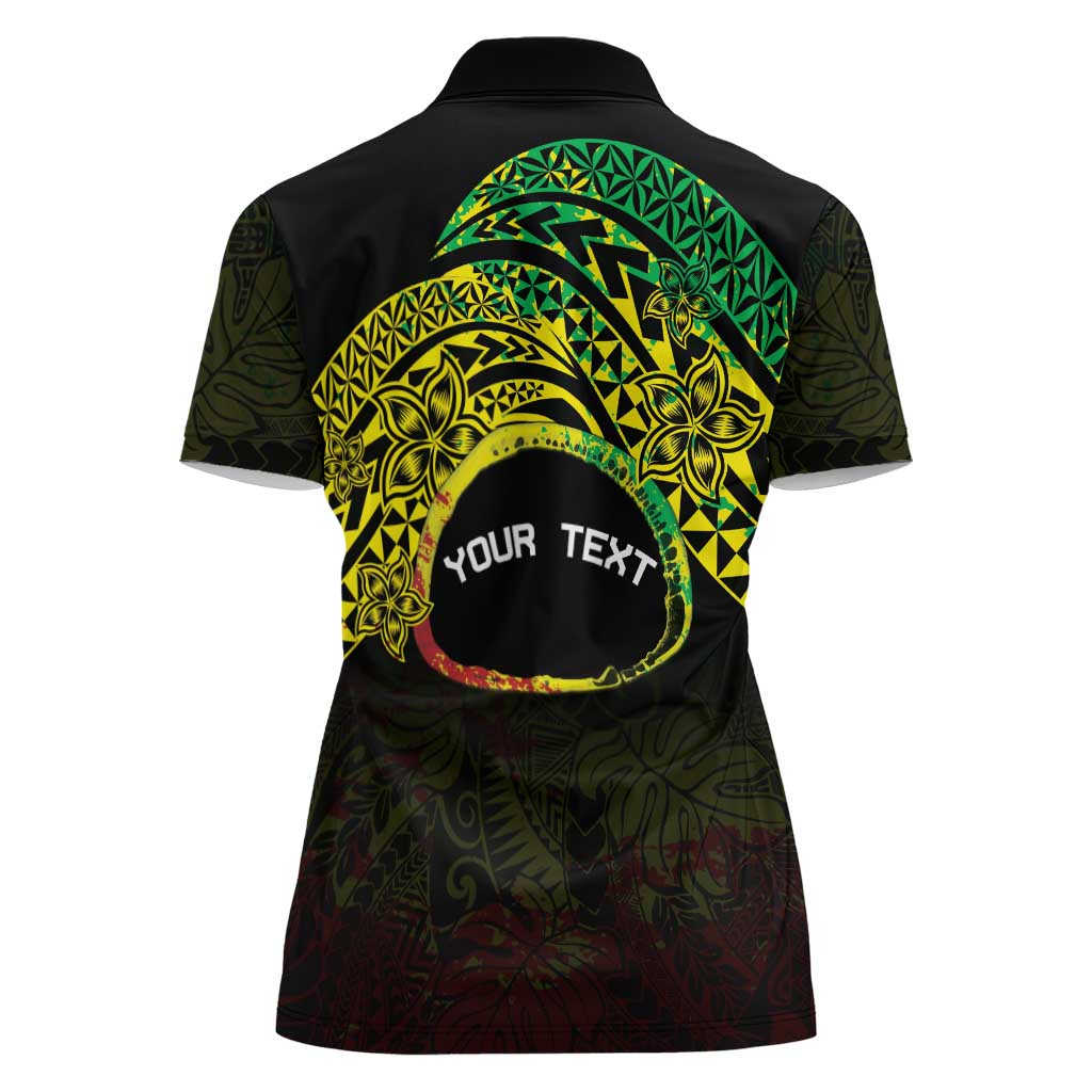 Personalised Nukuoro Atoll Women Polo Shirt Polynesian Tattoo Curves Reggae Version