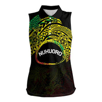 Personalised Nukuoro Atoll Women Sleeveless Polo Shirt Polynesian Tattoo Curves Reggae Version