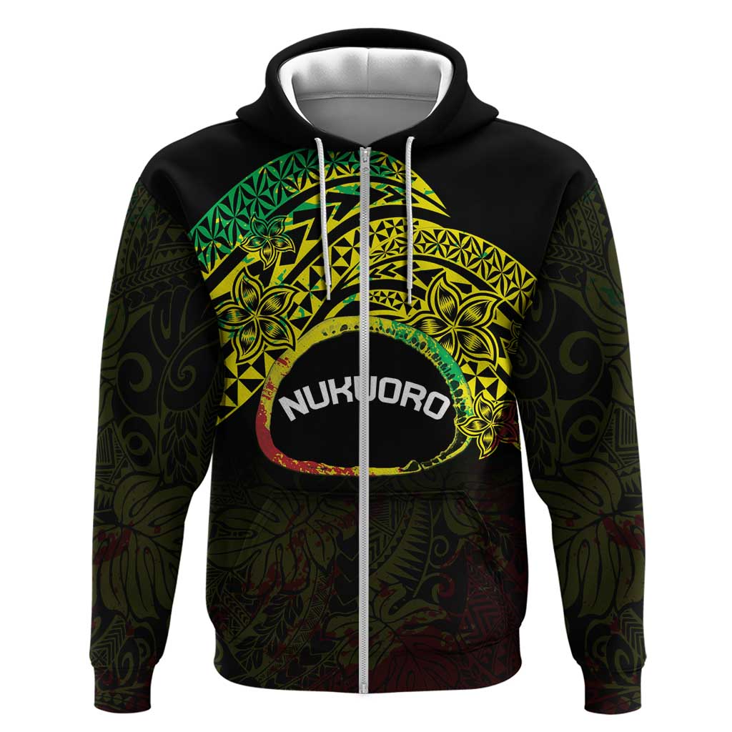 Personalised Nukuoro Atoll Zip Hoodie Polynesian Tattoo Curves Reggae Version LT14 Zip Hoodie Reggae - Polynesian Pride