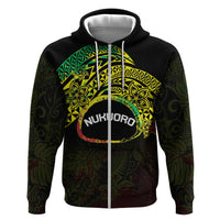 Personalised Nukuoro Atoll Zip Hoodie Polynesian Tattoo Curves Reggae Version LT14 Zip Hoodie Reggae - Polynesian Pride