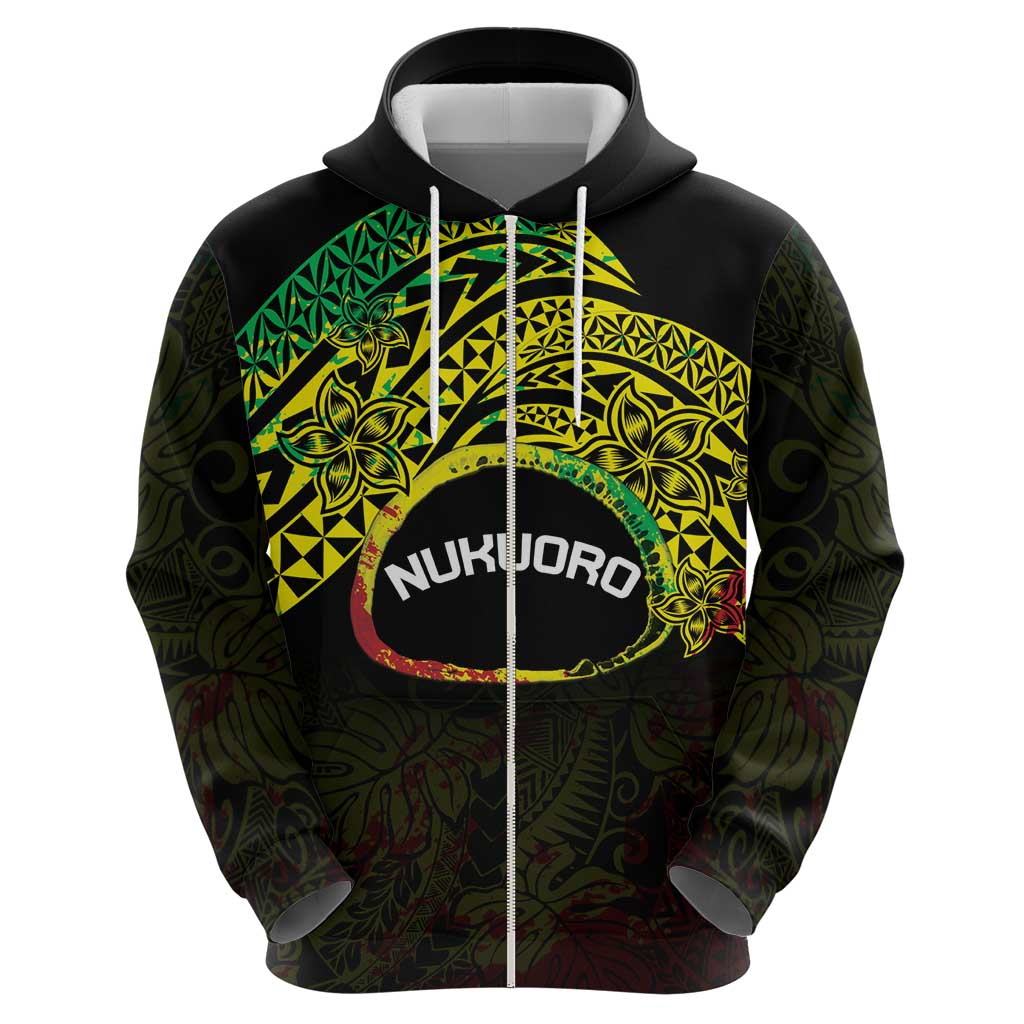Personalised Nukuoro Atoll Zip Hoodie Polynesian Tattoo Curves Reggae Version LT14 - Polynesian Pride