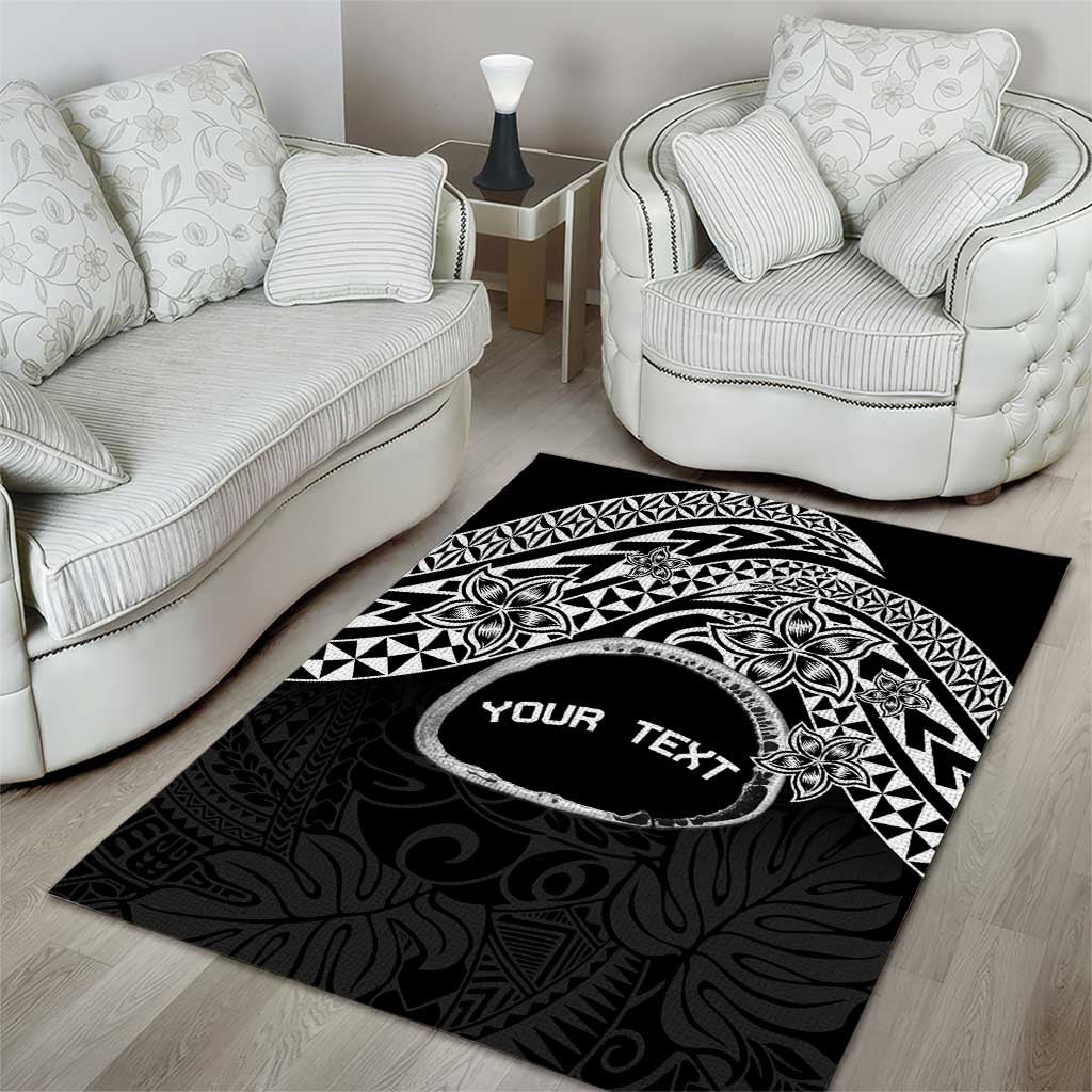 Personalised Pohnpei Nukuoro Micronesia Area Rug Polynesian Tattoo Curves Black Version