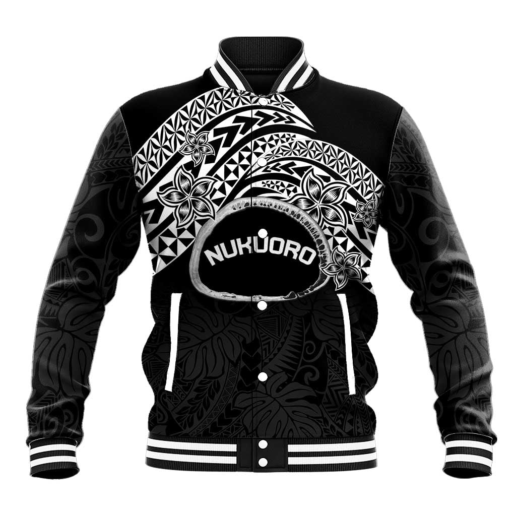 Personalised Pohnpei Nukuoro Micronesia Baseball Jacket Polynesian Tattoo Curves Black Version LT14 Unisex Black - Polynesian Pride