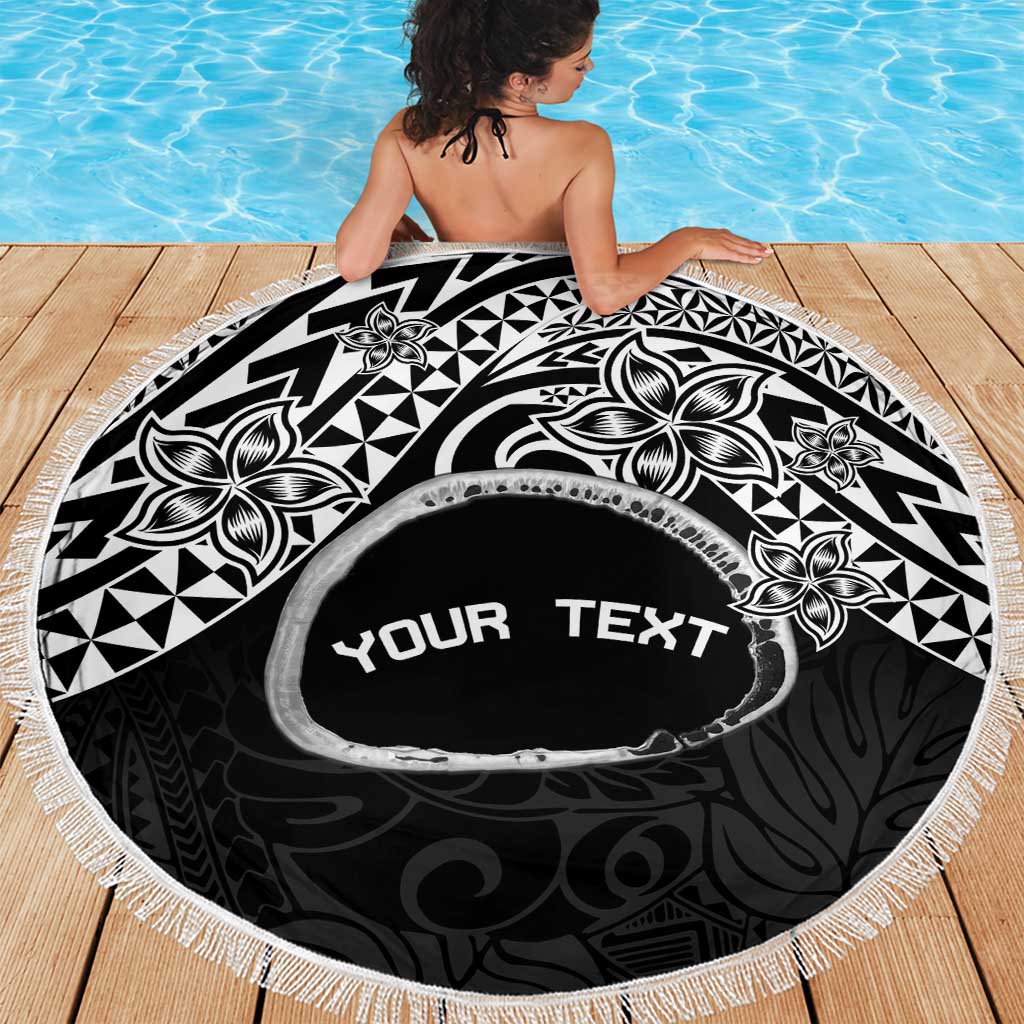 Personalised Pohnpei Nukuoro Micronesia Beach Blanket Polynesian Tattoo Curves Black Version
