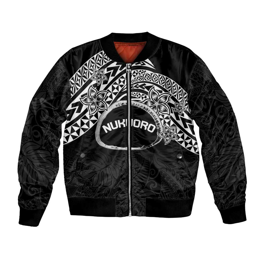 Personalised Pohnpei Nukuoro Micronesia Bomber Jacket Polynesian Tattoo Curves Black Version LT14 Unisex Black - Polynesian Pride