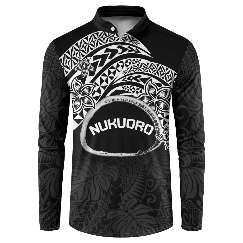 Personalised Pohnpei Nukuoro Micronesia Button Sweatshirt Polynesian Tattoo Curves Black Version LT14 Black - Polynesian Pride