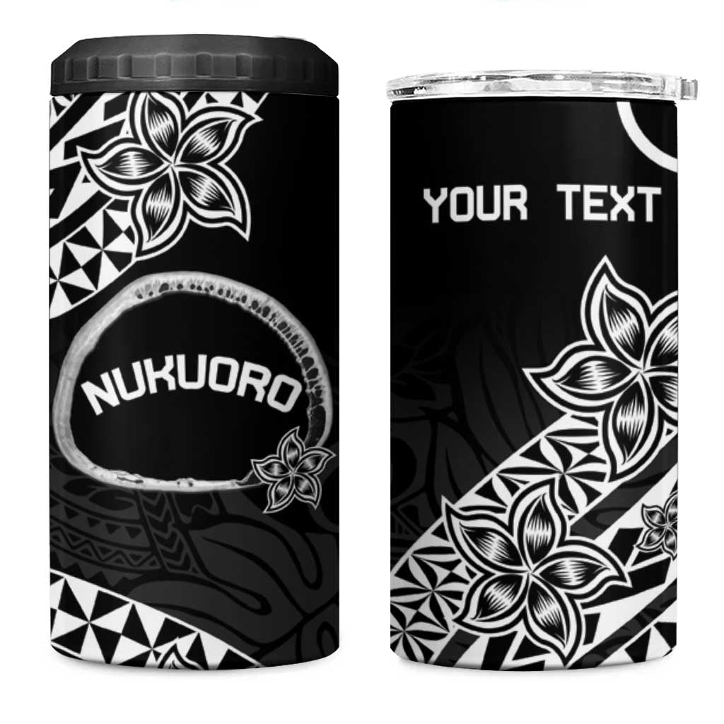 Personalised Pohnpei Nukuoro Micronesia 4 in 1 Can Cooler Tumbler Polynesian Tattoo Curves Black Version LT14 One Size: 16 oz Black - Polynesian Pride
