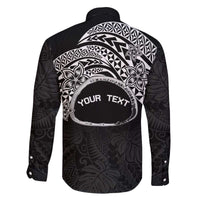 Personalised Pohnpei Nukuoro Micronesia Family Matching Puletasi and Hawaiian Shirt Polynesian Tattoo Curves Black Version