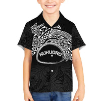 Personalised Pohnpei Nukuoro Micronesia Family Matching Puletasi and Hawaiian Shirt Polynesian Tattoo Curves Black Version