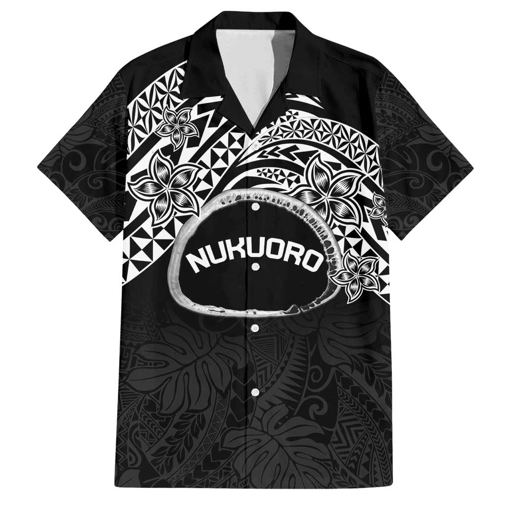 Personalised Pohnpei Nukuoro Micronesia Family Matching Tank Maxi Dress and Hawaiian Shirt Polynesian Tattoo Curves Black Version