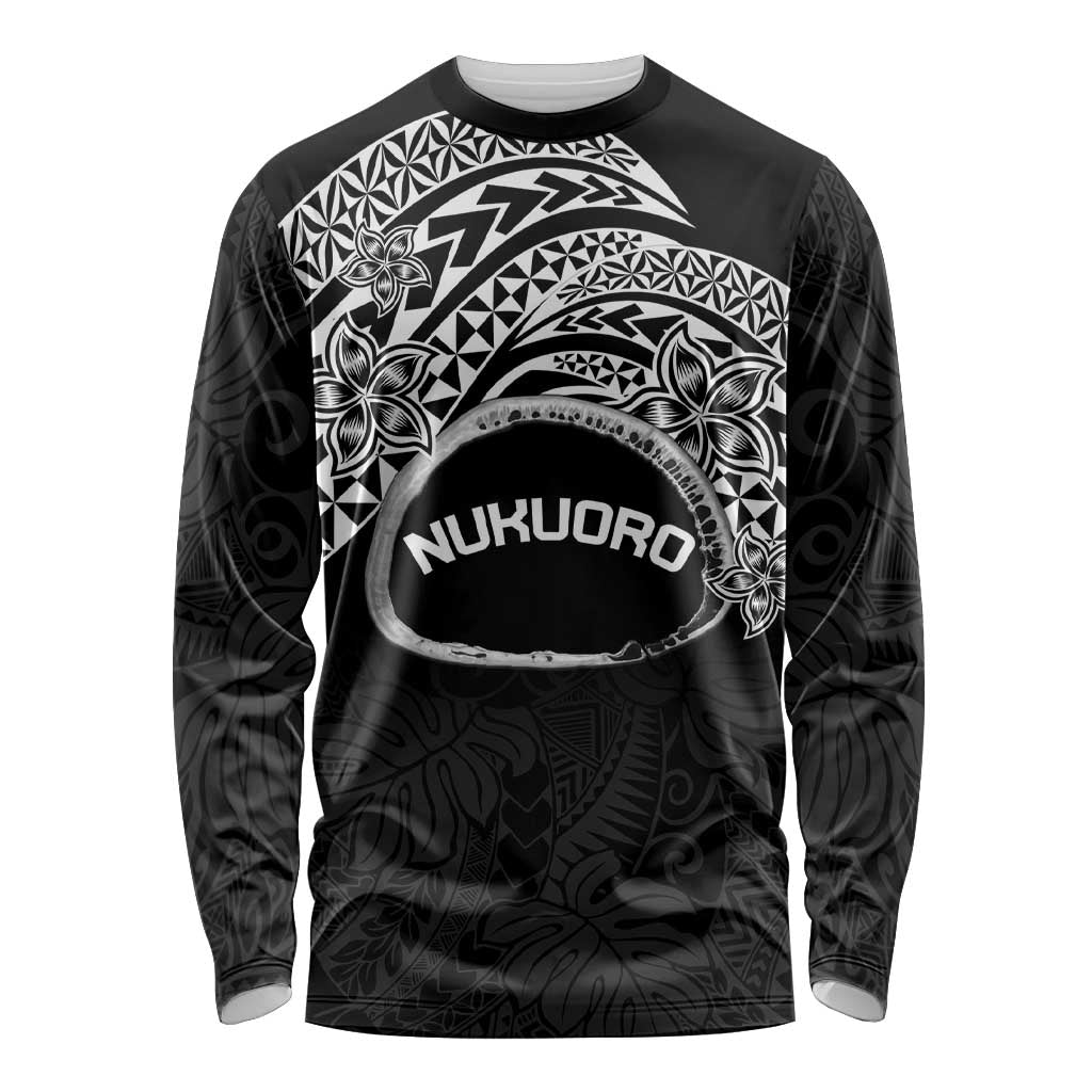 Personalised Pohnpei Nukuoro Micronesia Long Sleeve Shirt Polynesian Tattoo Curves Black Version LT14 Unisex Black - Polynesian Pride
