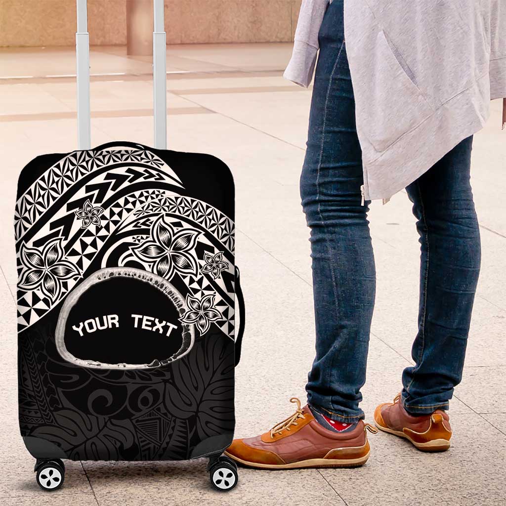 Personalised Pohnpei Nukuoro Micronesia Luggage Cover Polynesian Tattoo Curves Black Version LT14 Black - Polynesian Pride