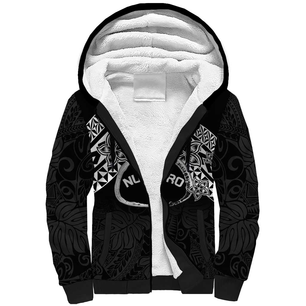 Personalised Pohnpei Nukuoro Micronesia Sherpa Hoodie Polynesian Tattoo Curves Black Version LT14 Unisex Black - Polynesian Pride