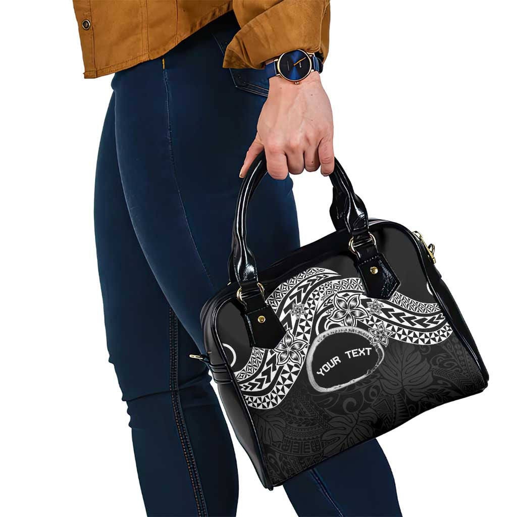 Personalised Pohnpei Nukuoro Micronesia Shoulder Handbag Polynesian Tattoo Curves Black Version LT14 - Polynesian Pride