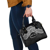 Personalised Pohnpei Nukuoro Micronesia Shoulder Handbag Polynesian Tattoo Curves Black Version LT14 - Polynesian Pride