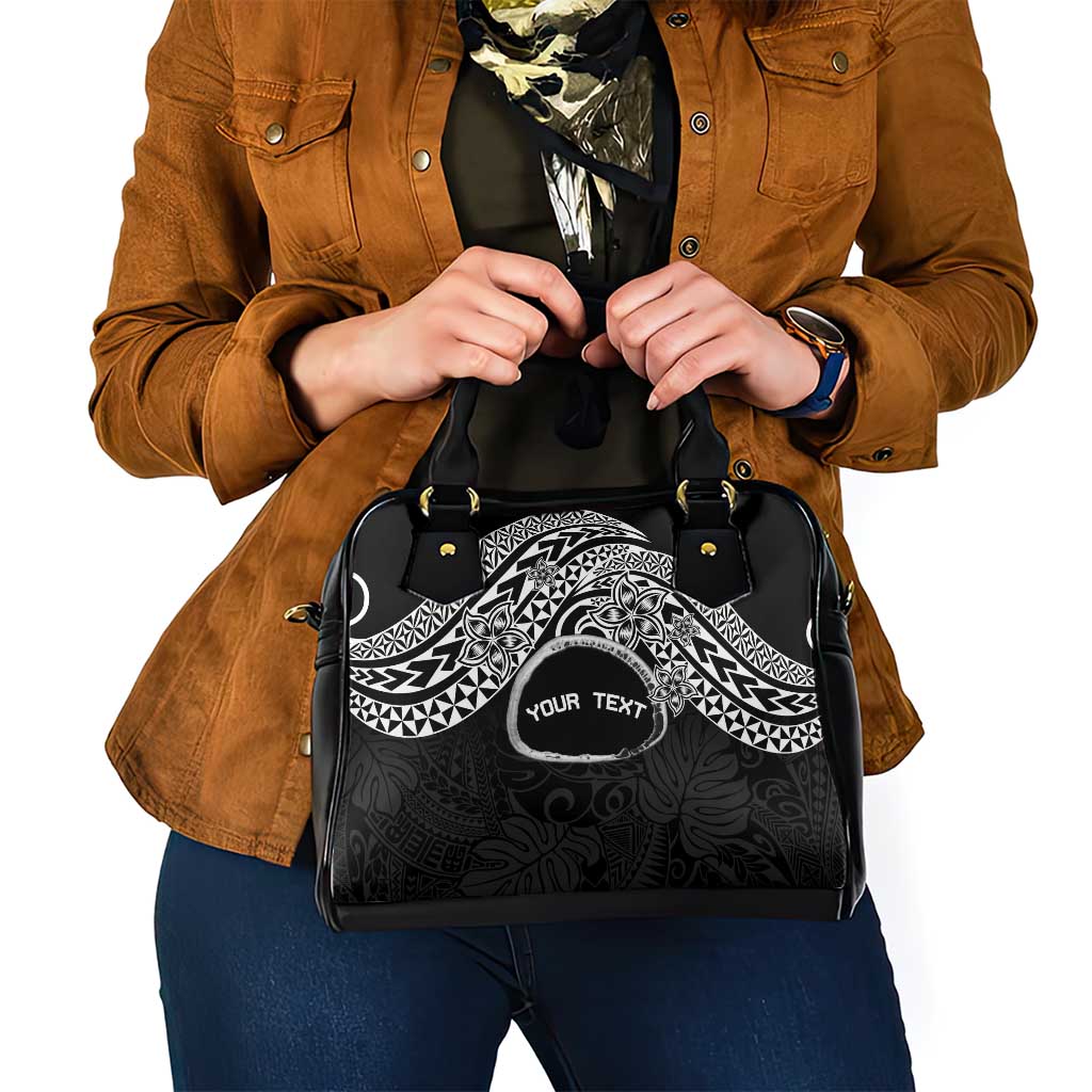 Personalised Pohnpei Nukuoro Micronesia Shoulder Handbag Polynesian Tattoo Curves Black Version LT14 - Polynesian Pride