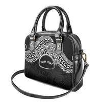 Personalised Pohnpei Nukuoro Micronesia Shoulder Handbag Polynesian Tattoo Curves Black Version LT14 - Polynesian Pride
