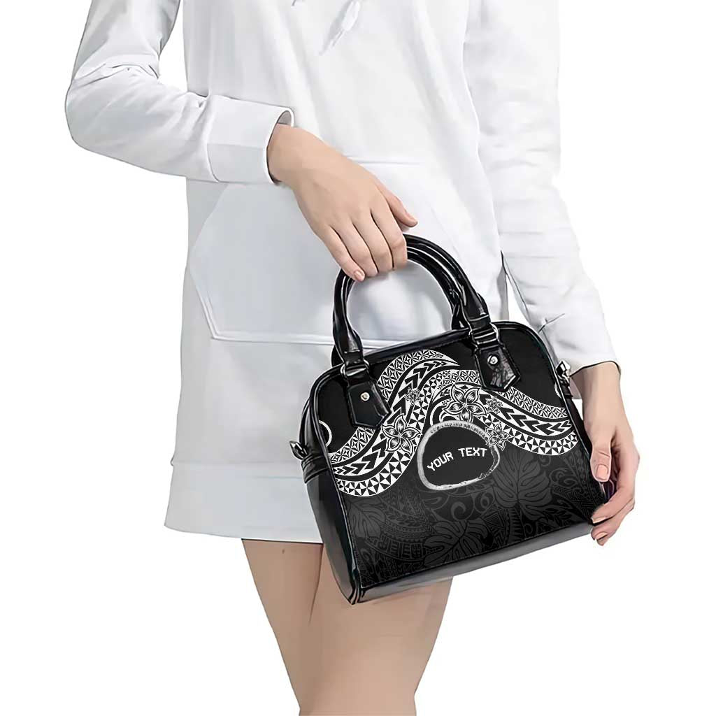 Personalised Pohnpei Nukuoro Micronesia Shoulder Handbag Polynesian Tattoo Curves Black Version LT14 - Polynesian Pride